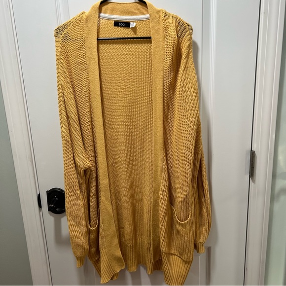 BDG Sweaters - Long Yellow BDG Cardigan Size Large